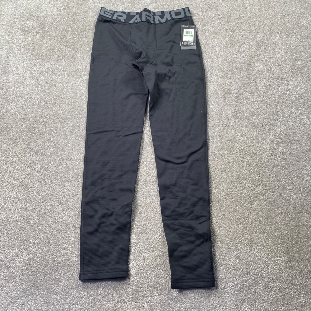 Under Armour Base 4.0 Leggings Boys Youth Large Black Extreme Baselayer 1373298